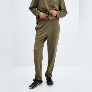 MANGO MNG JOGGER TROUSERS WITH SEAM DETAIL OLIVE GREEN KHAKI SIZE S SMALL
